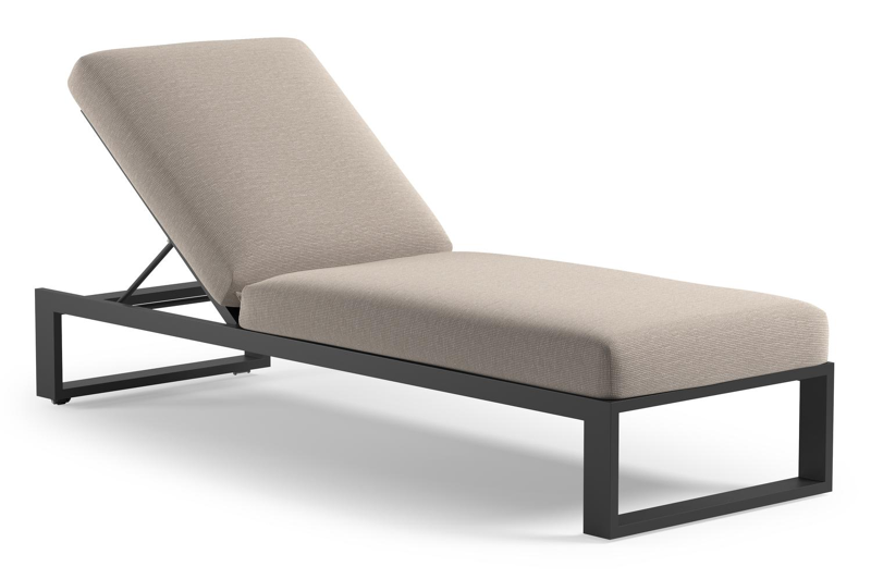 Verato verstelbaar ligbed in zwart aluminium met slow farafra all weather Sunbrella® luxe kussen