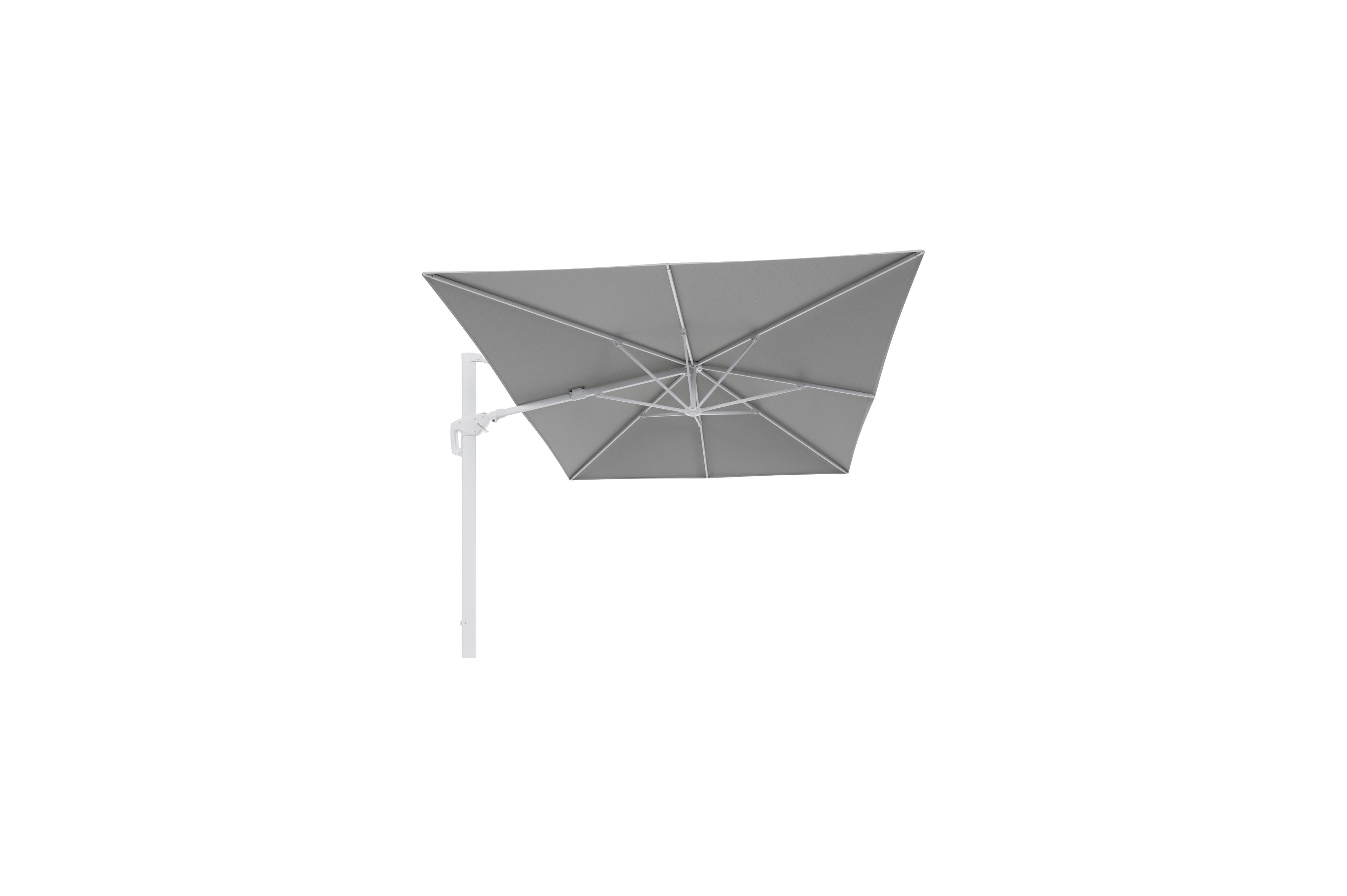 Minore zweefparasol met tiltfunctie in wit aluminium met savane nimbus all weather sunbrella® luxe parasoldoek - L1 400 x L2 300 cm (zonder voet)