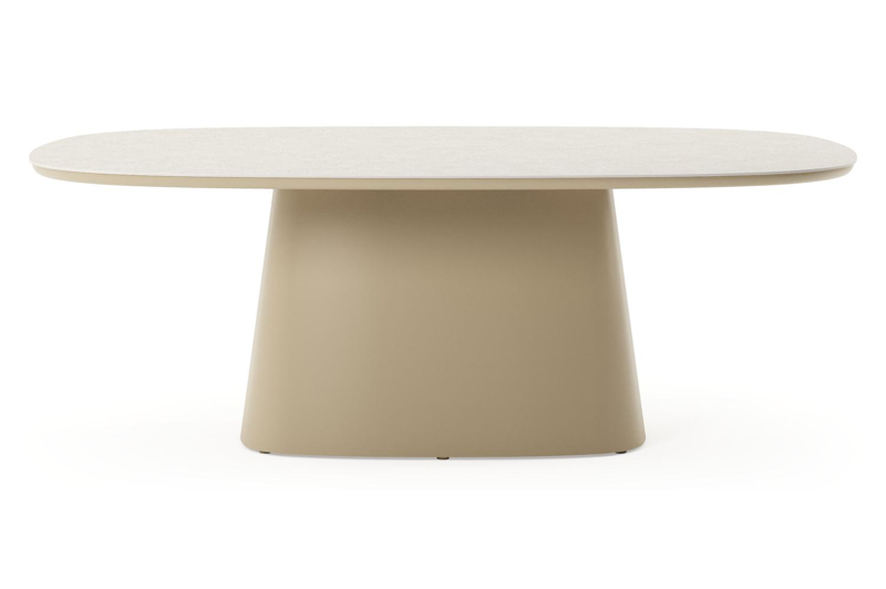 Amico tuintafel bombo xl in beige aluminium en volkeramiek Shilin - L 210 x B 148 x H 73.5 cm