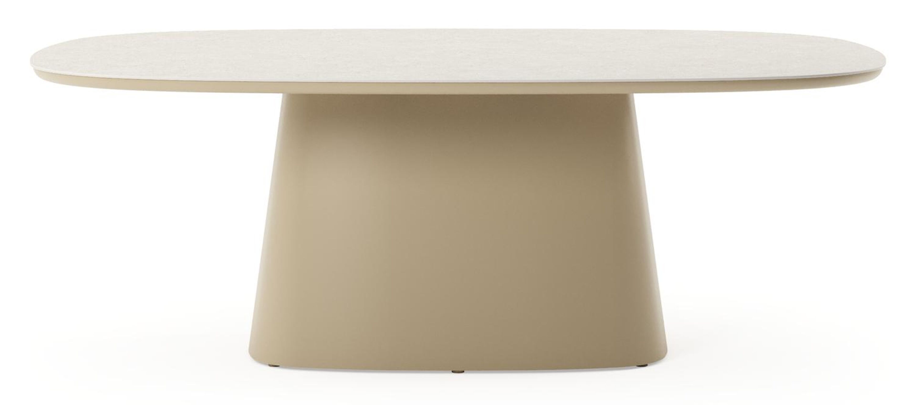 Amico tuintafel bombo xl in beige aluminium en volkeramiek Shilin - L 210 x B 148 x H 73.5 cm