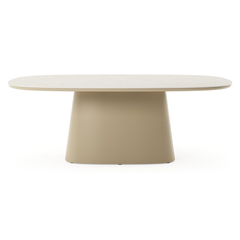 Amico tuintafel bombo xl in beige aluminium en volkeramiek Shilin - L 210 x B 148 x H 73.5 cm
