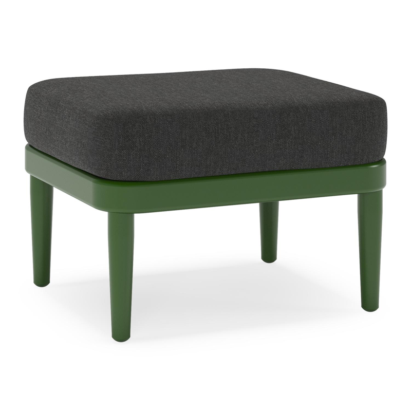 Orso poef in groen aluminium met Chartres Sooty all weather sunbrella® luxe kussen