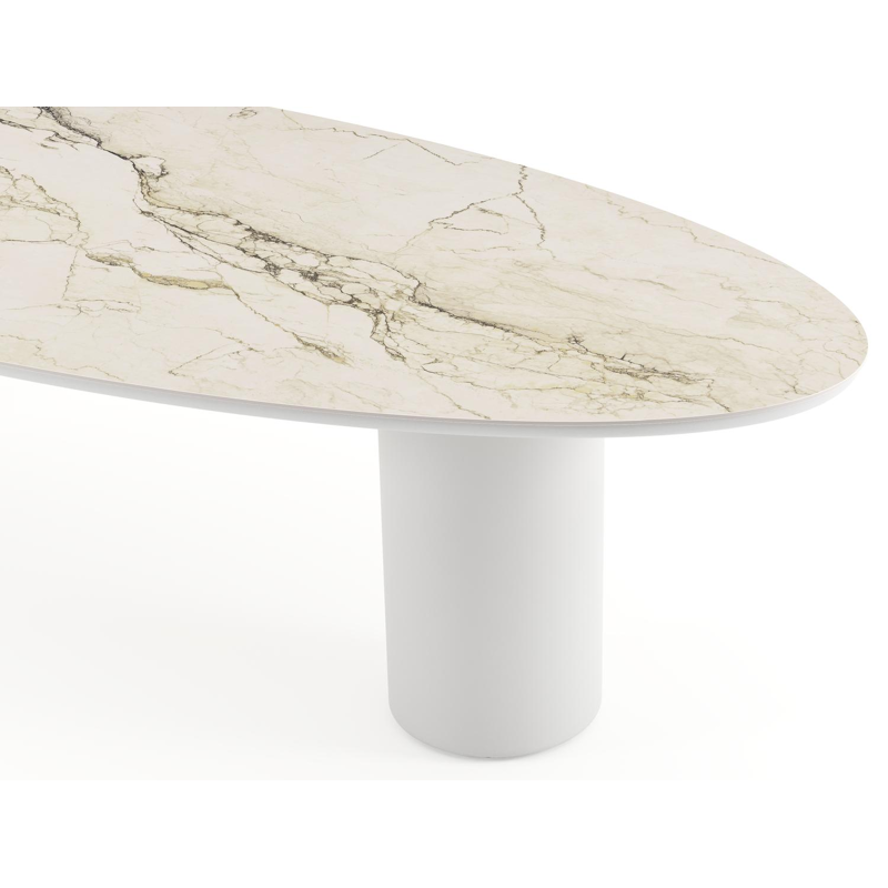 Amico tuintafel ovaal in wit aluminium en volkeramiek Colorado Dunes - L 320 x B 130 x H 73.5 cm