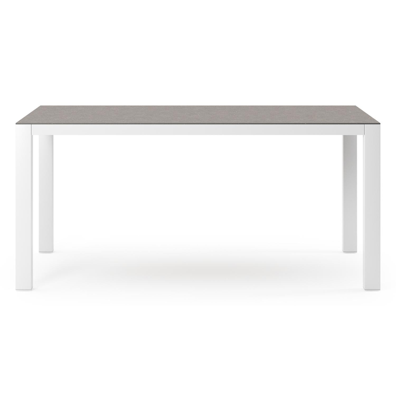 Como tuintafel rechthoekig in wit aluminium en volkeramiek Wulong - L 160 x B 100 x H 75 cm