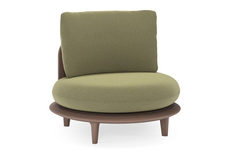 Bomero loungestoel in taupe aluminium met heritage leaf all weather sunbrella® luxe kussen