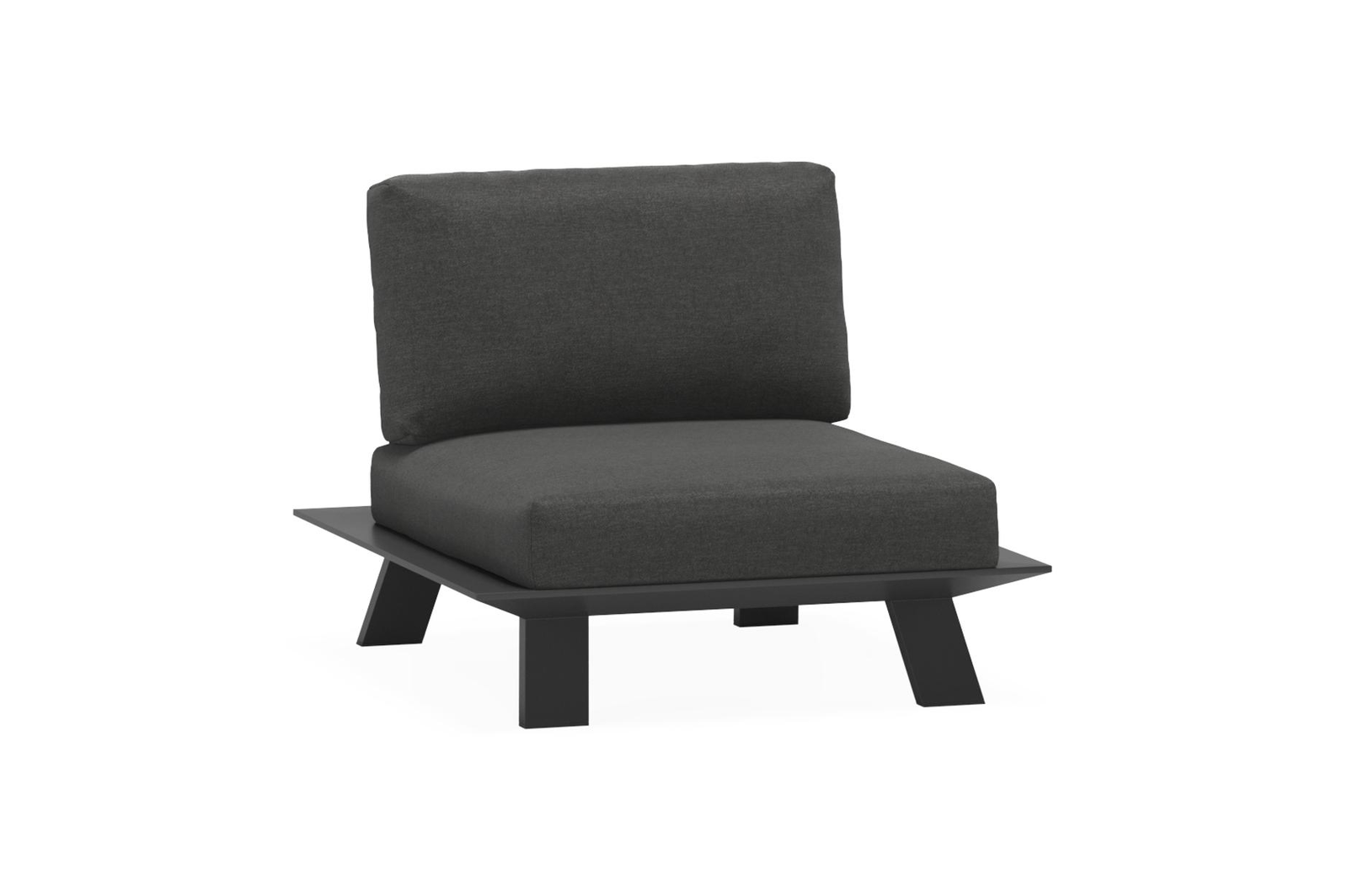 Cesano loungestoel 1-zit in zwart aluminium met chartres sooty all weather sunbrella® luxe kussen