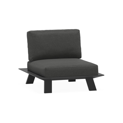 Cesano loungestoel 1-zit in zwart aluminium met chartres sooty all weather sunbrella® luxe kussen