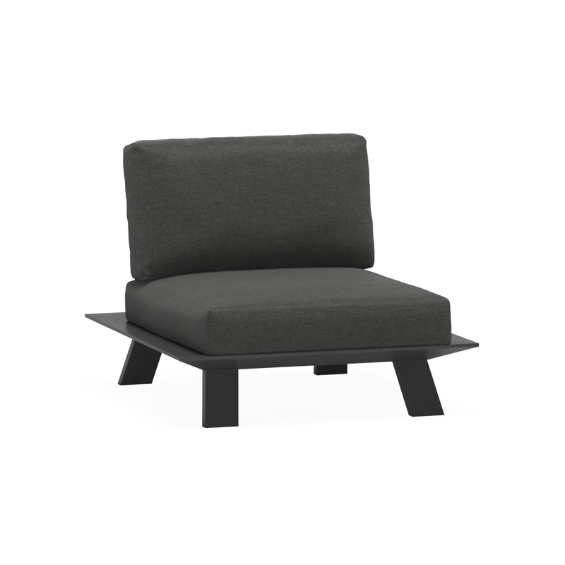 Cesano loungestoel 1-zit in zwart aluminium met chartres sooty all weather sunbrella® luxe kussen