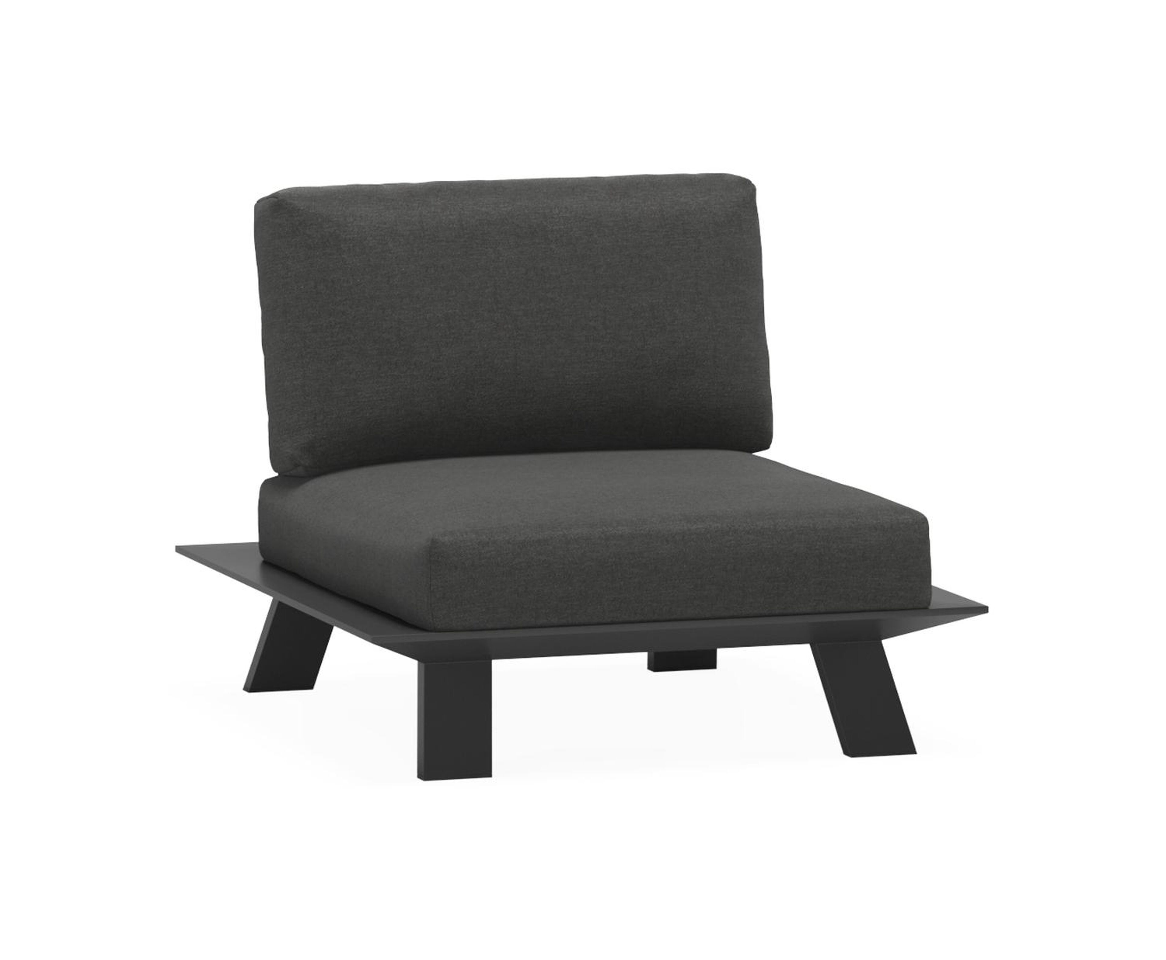 Cesano loungestoel 1-zit in zwart aluminium met chartres sooty all weather sunbrella® luxe kussen