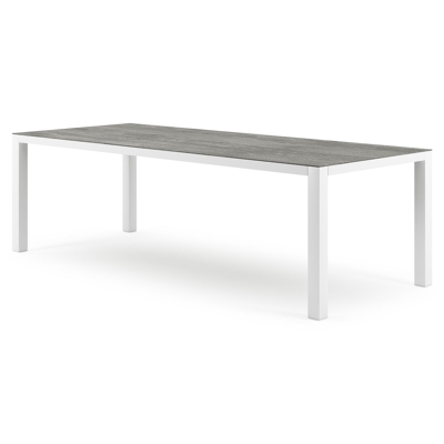 Como tuintafel in wit aluminium en volkeramiek aspen grey - L 240 x B 100 x H 75 cm