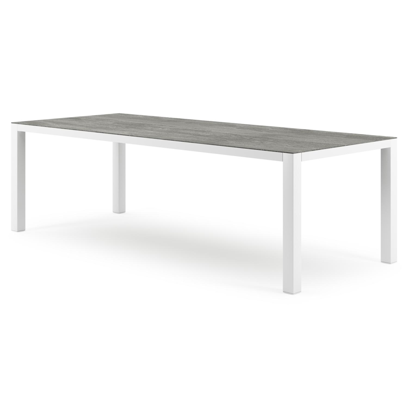 Como tuintafel in wit aluminium en volkeramiek aspen grey - L 240 x B 100 x H 75 cm