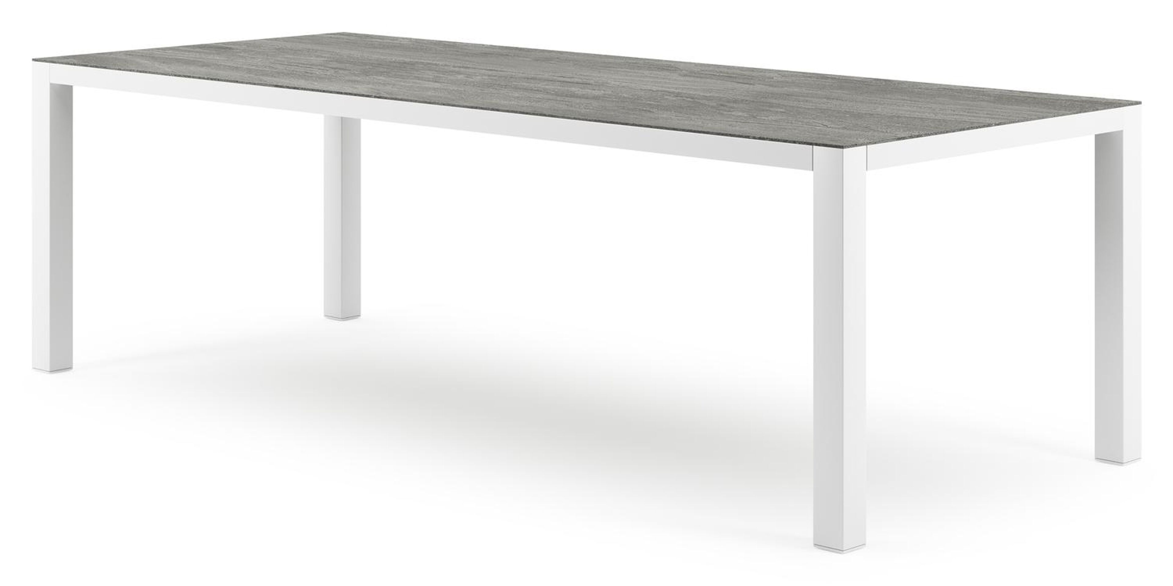 Como tuintafel in wit aluminium en volkeramiek aspen grey - L 240 x B 100 x H 75 cm