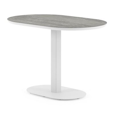 Teramo tuintafel bombo in wit aluminium en volkeramiek Aspen Grey - L 110 x B 70 x H 73.7 cm