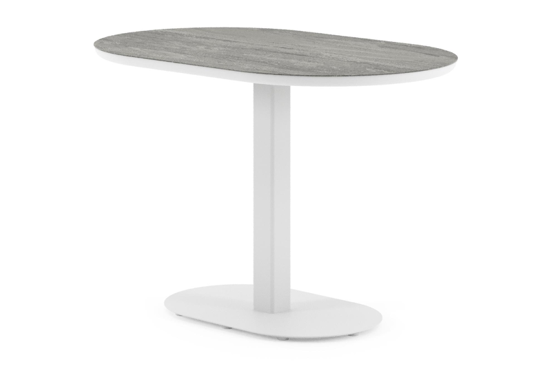 Teramo tuintafel bombo in wit aluminium en volkeramiek Aspen Grey - L 110 x B 70 x H 73.7 cm
