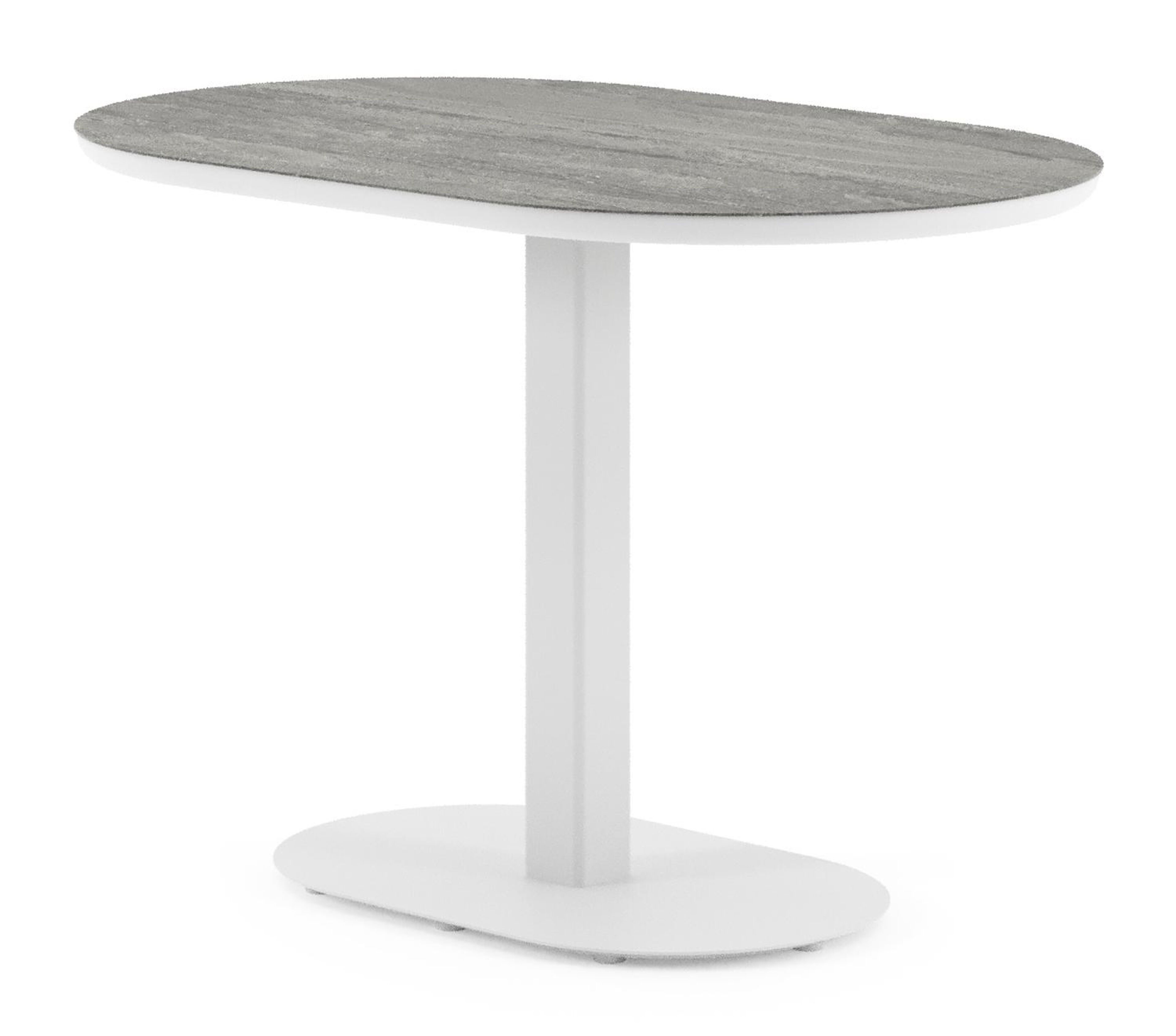 Teramo kantelbare tuintafel bombo in wit aluminium en volkeramiek Aspen Grey - L 110 x B 70 x H 74 cm