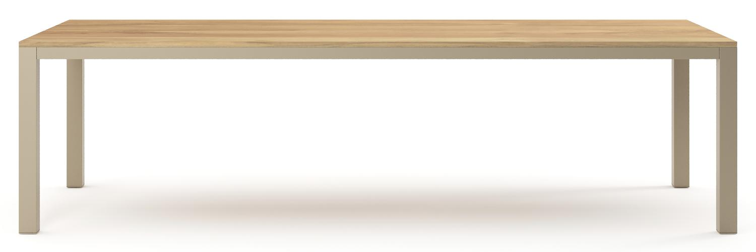Como tuintafel rechthoekig in beige aluminium en teak - L 280 x B 110 x H 73 cm