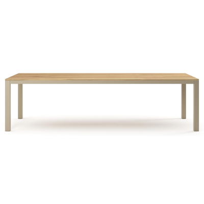 Table de jardin Como rectangulaire en aluminium beige et teck - Lg. 280 x Lrg. 110 x Haut. 73 cm