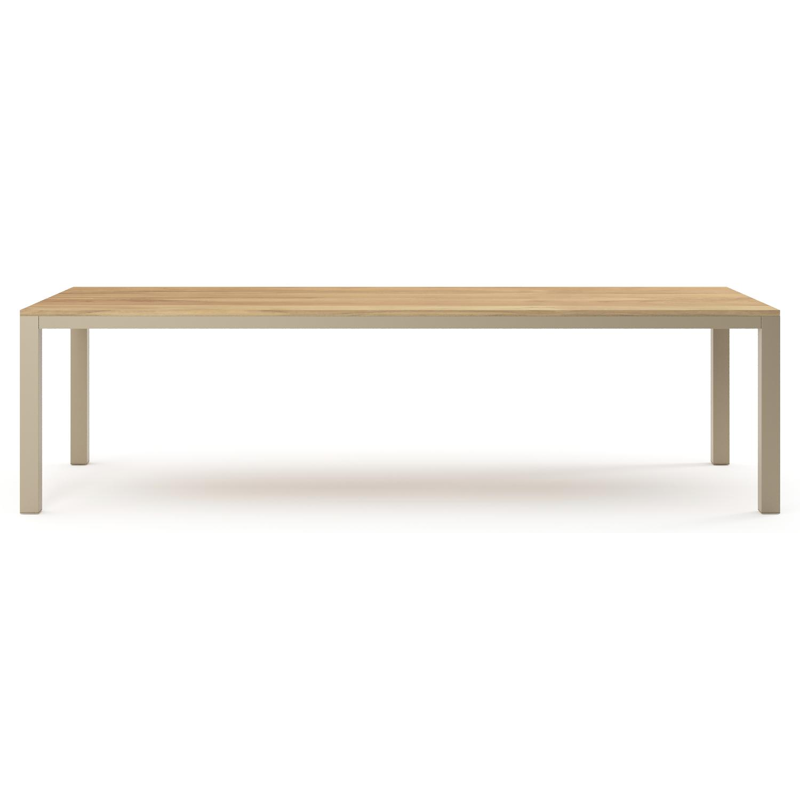 Como tuintafel rechthoekig in beige aluminium en teak - L 280 x B 110 x H 73 cm