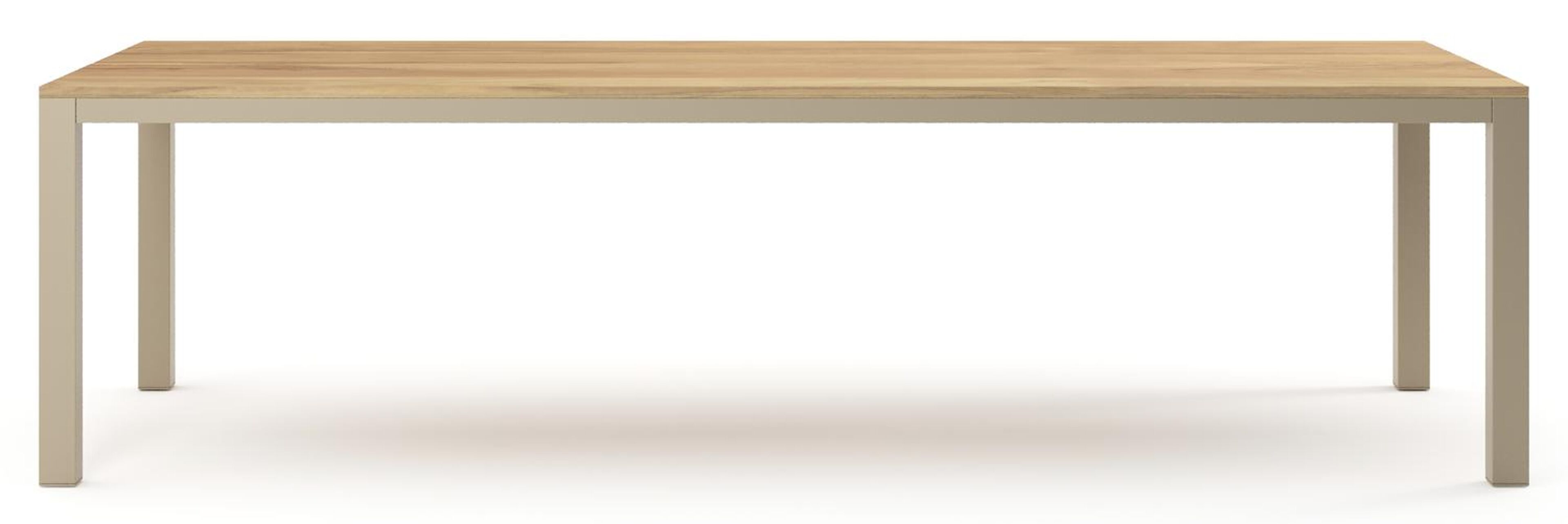 Table de jardin Como rectangulaire en aluminium beige et teck - Lg. 280 x Lrg. 110 x Haut. 73 cm