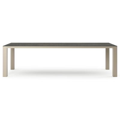 Table de jardin Nano rectangulaire en aluminium beige et céramique pleine Black Obsession - Lg. 280 x Lrg. 110 x Haut. 75 cm