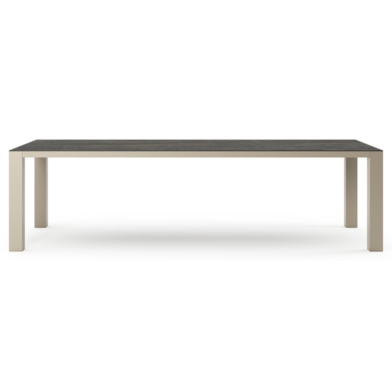 Table de jardin Nano rectangulaire en aluminium beige et céramique pleine Black Obsession - Lg. 280 x Lrg. 110 x Haut. 75 cm