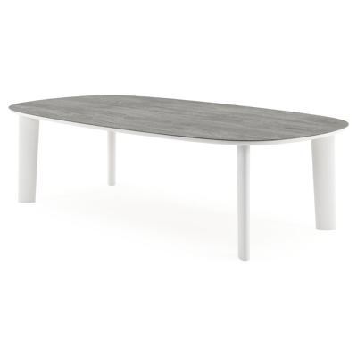 Amico tuintafel bombo xl in wit aluminium en volkeramiek Aspen Grey - L 270 x B 148 x H 73.5 cm