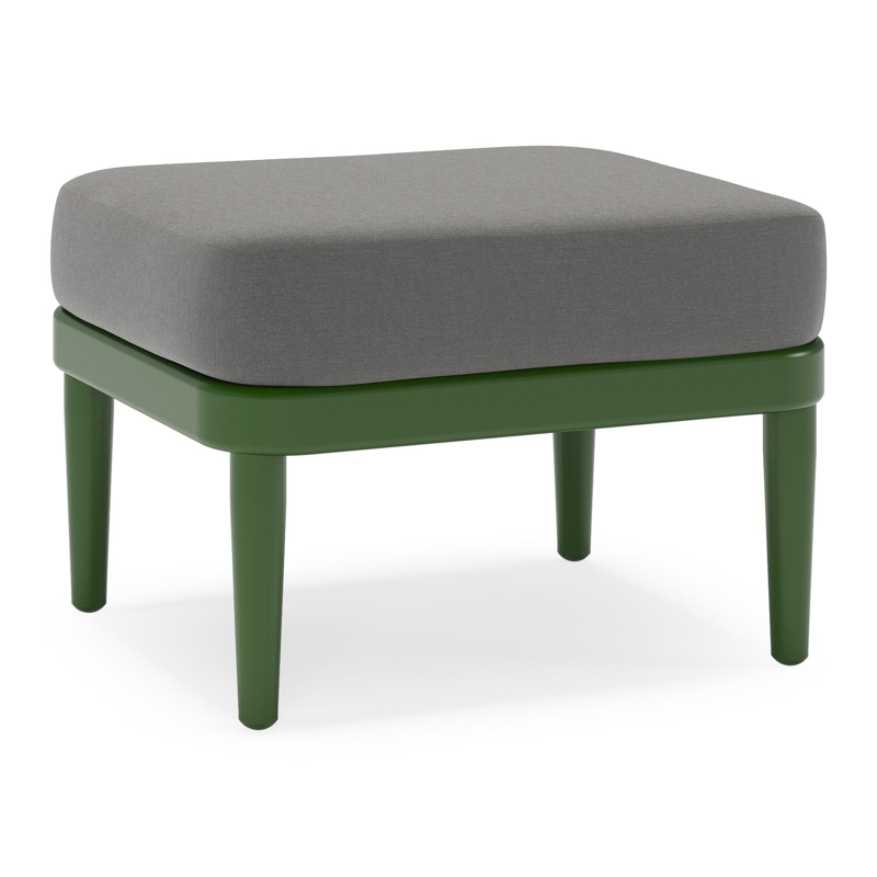 Orso poef in groen aluminium met Natte Charcoal Chine all weather sunbrella® luxe kussen