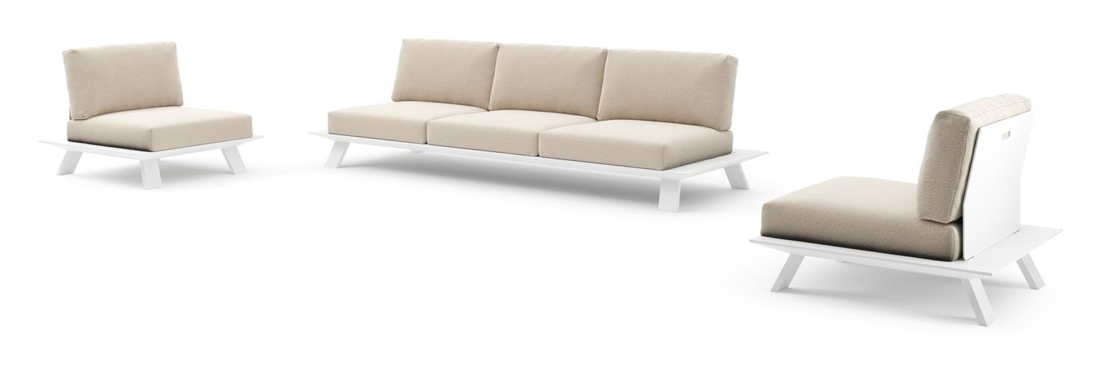 Cesano loungeset in wit aluminium met lopi sand all weather Sunbrella® luxe kussen