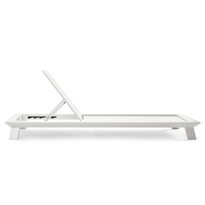 Chaise longue réglable Cesano en aluminium blanc avec Sunbrella® Premium natte charcoal chine coussin