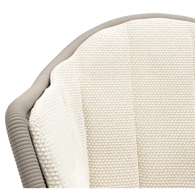 Pagino tuinstoel in zwart aluminium en beige verticaal geweven ronde rope met zitkussen in All Weather Cosytica Althea Off White