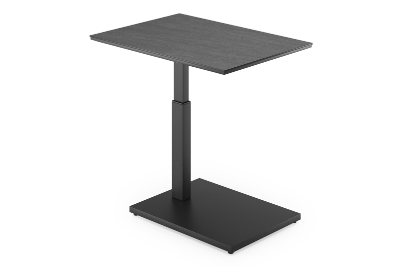 Cirello Pop up bijzettafel in zwart aluminium en basalt black volkeramiek - L 70 x B 50 x H 66 cm