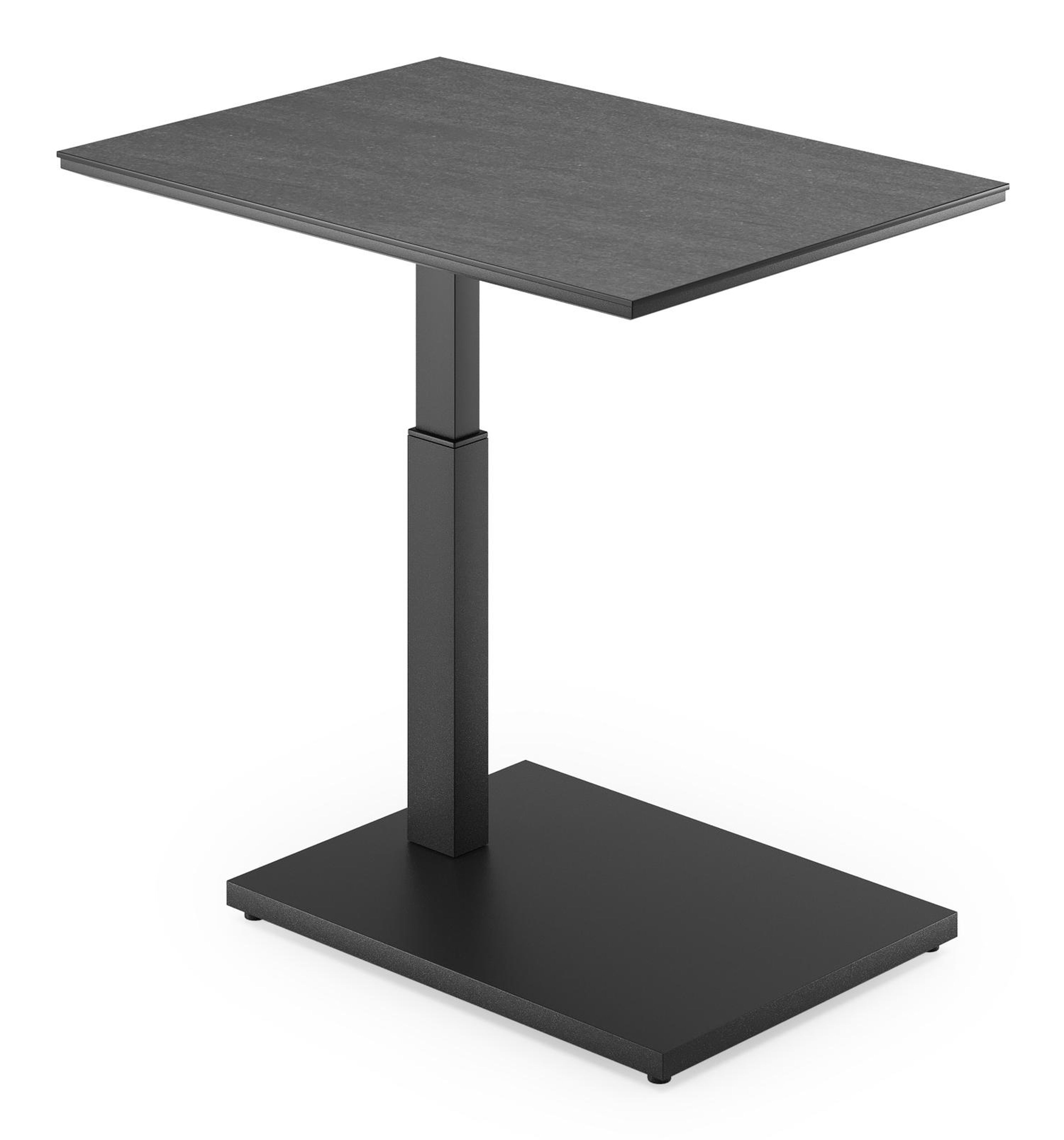 Cirello Pop up bijzettafel in zwart aluminium en basalt black volkeramiek - L 70 x B 50 x H 66 cm