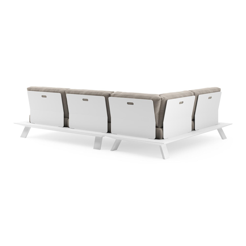 Cesano loungehoek in wit aluminium met savane coconut all weather Sunbrella® luxe kussen