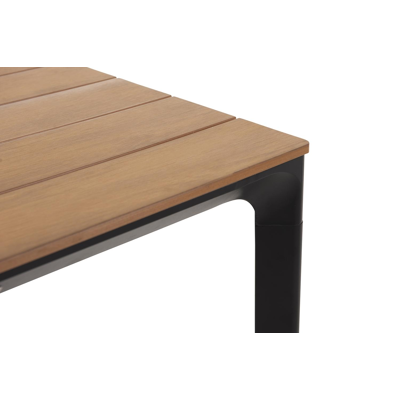 Fina tuintafel in zwart aluminium en polywood - L 145 x B 90 x H 74 cm