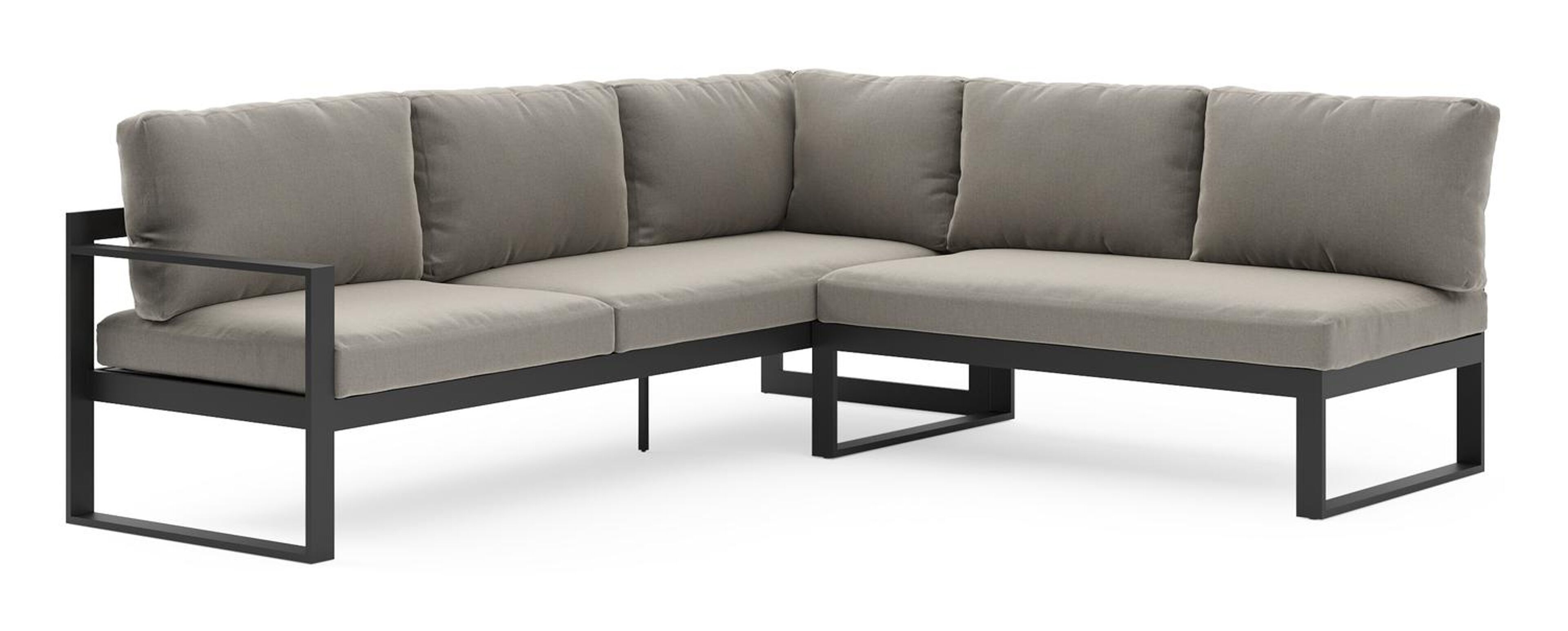 Caldela loungehoek in zwart aluminium met grijs kussen