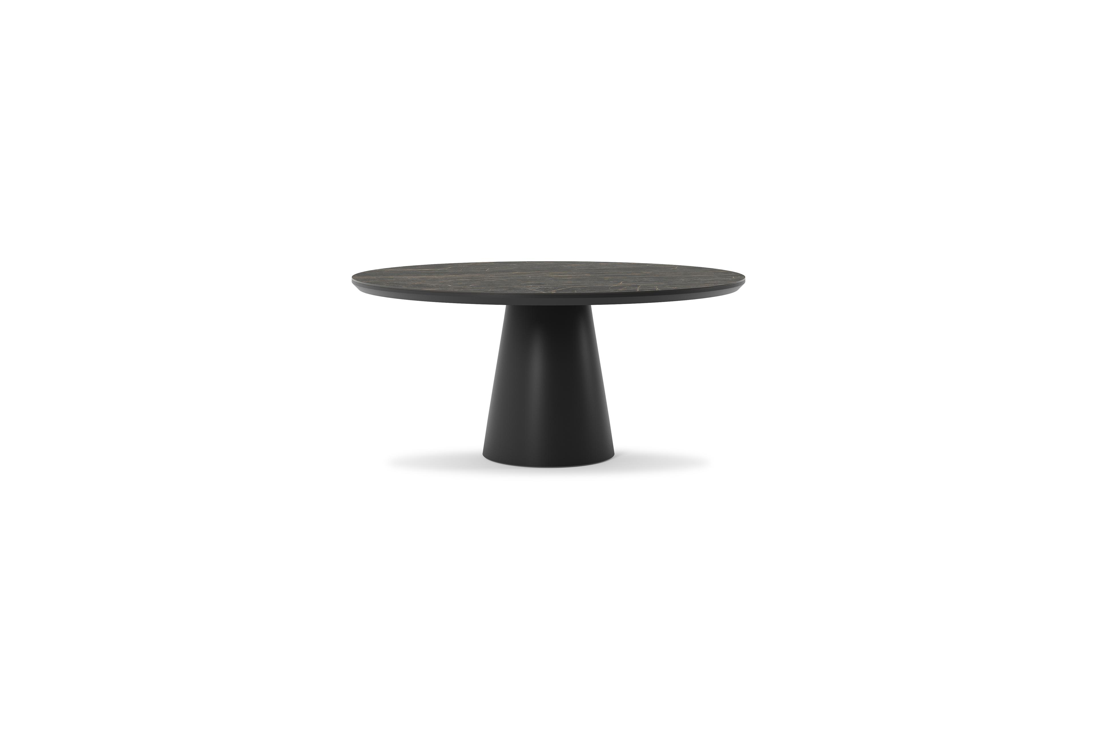 Table de jardin Donato en aluminium noir et céramique pleine black obsession - Dia. 148 x H 76 cm