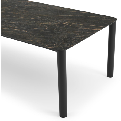 Orso tuintafel rechthoekig afgerond in zwart aluminium en volkeramiek black obsession - L 290 x B 110 x H 74.5 cm