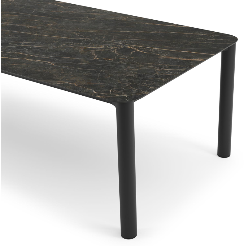 Orso tuintafel rechthoekig afgerond in zwart aluminium en volkeramiek black obsession - L 290 x B 110 x H 74.5 cm