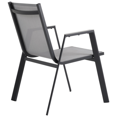 Ensemble de jardin Bahia en aluminium noir avec 6 chaises de jardin empilables Oviedo