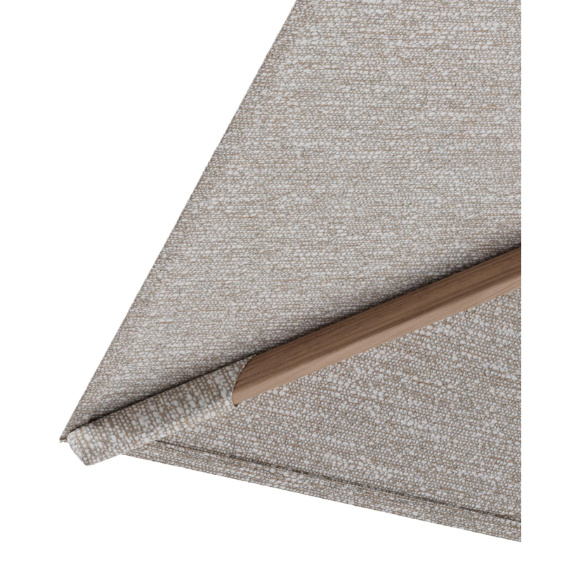 Parasol pendant Rufina avec fonction tilt en aluminium aspect de bois et toile de parasol en All Weather Sunbrella® Luxe Tundra Sand  - Lg.1 400 x Lg.2 300 cm (sans pied de parasol
