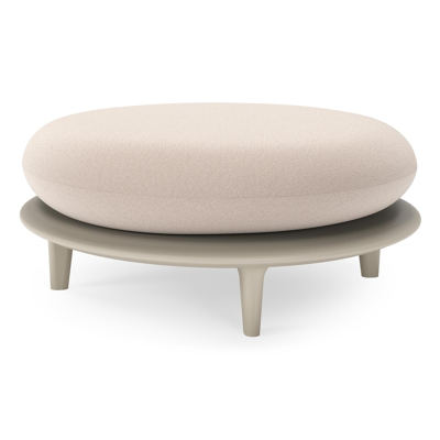 Bomero poef in beige aluminium met wander pilat all weather sunbrella® luxe kussen