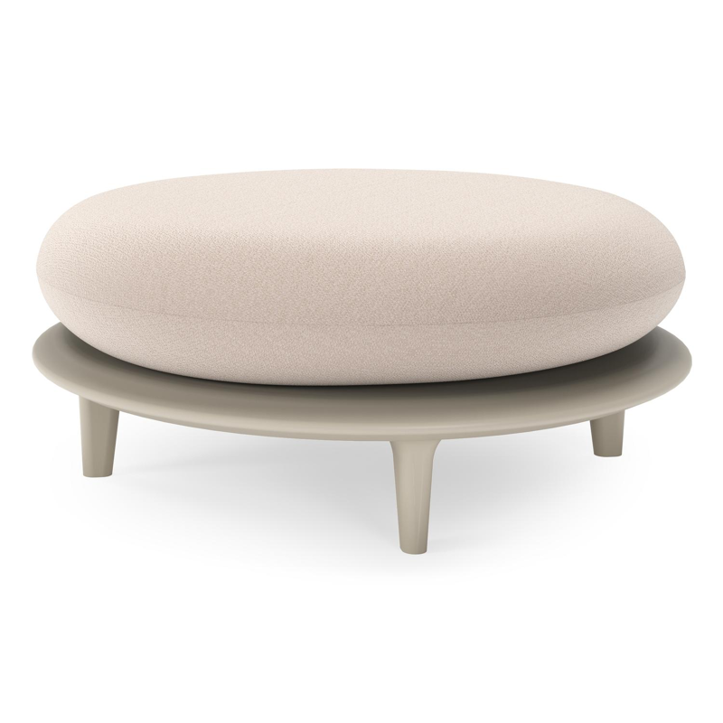 Bomero poef in beige aluminium met wander pilat all weather sunbrella® luxe kussen