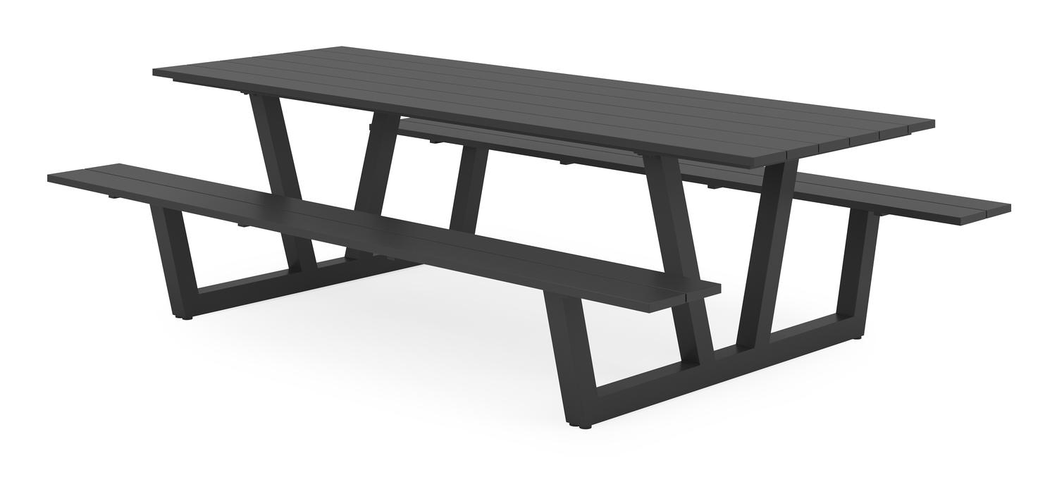 Felino picknicktafel in zwart aluminium - L 260 x B 176 x H 76 cm
