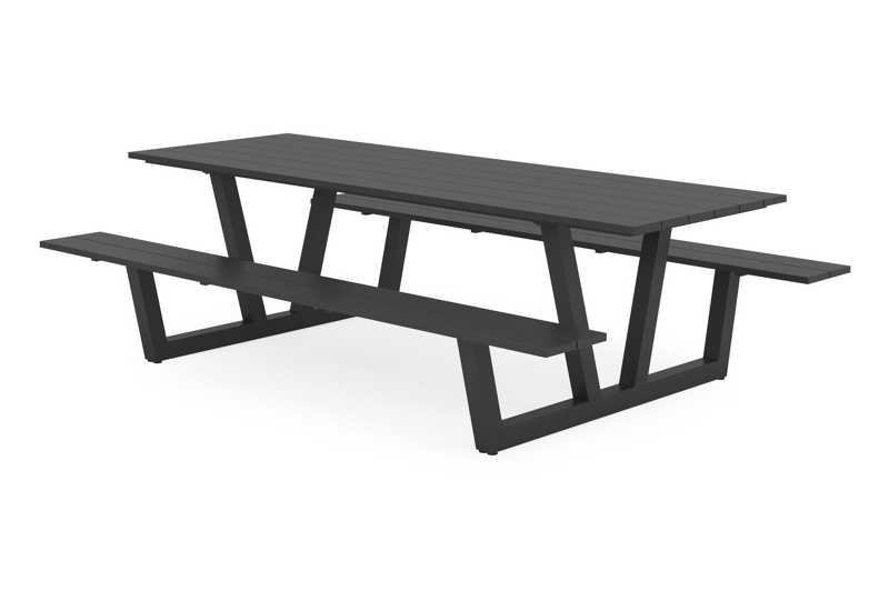 Felino picknicktafel in zwart aluminium - L 260 x B 176 x H 76 cm