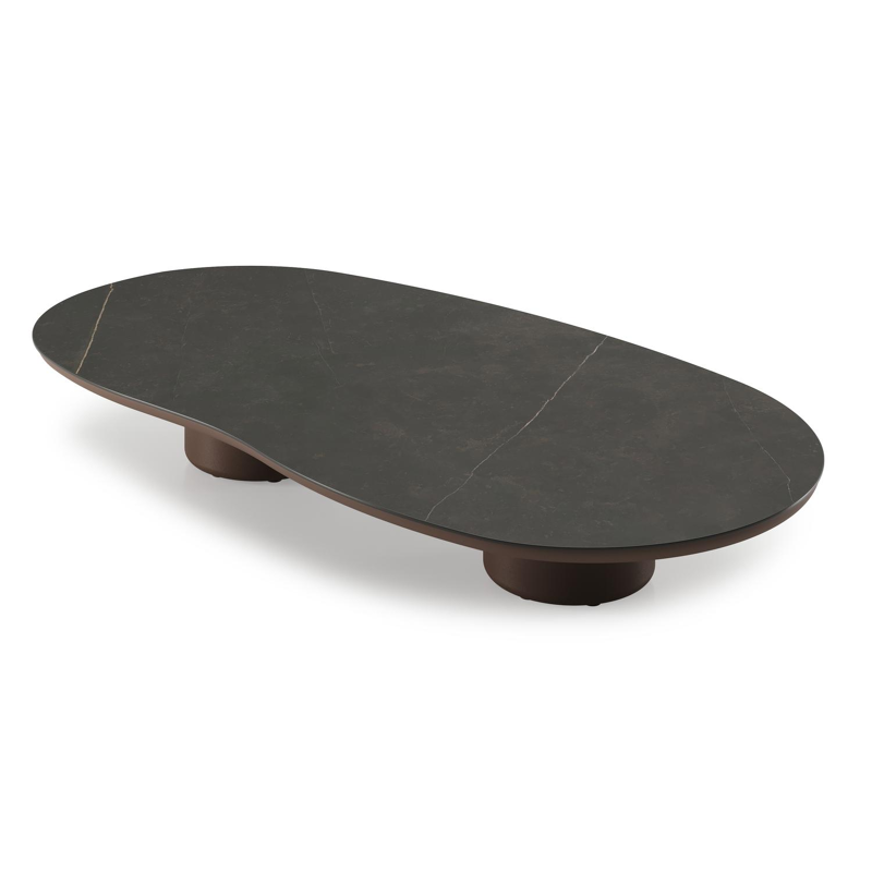 Amico loungetafel organisch in taupe aluminium en volkeramiek Calatorao - L 170 x B 91 x H 25 cm