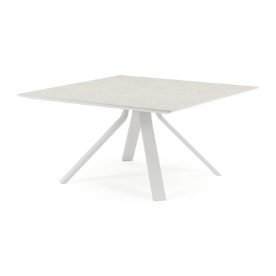 Cesano tuintafel in wit aluminium en volkeramiek shilin - L 148 x B 148 x H 74,5 cm