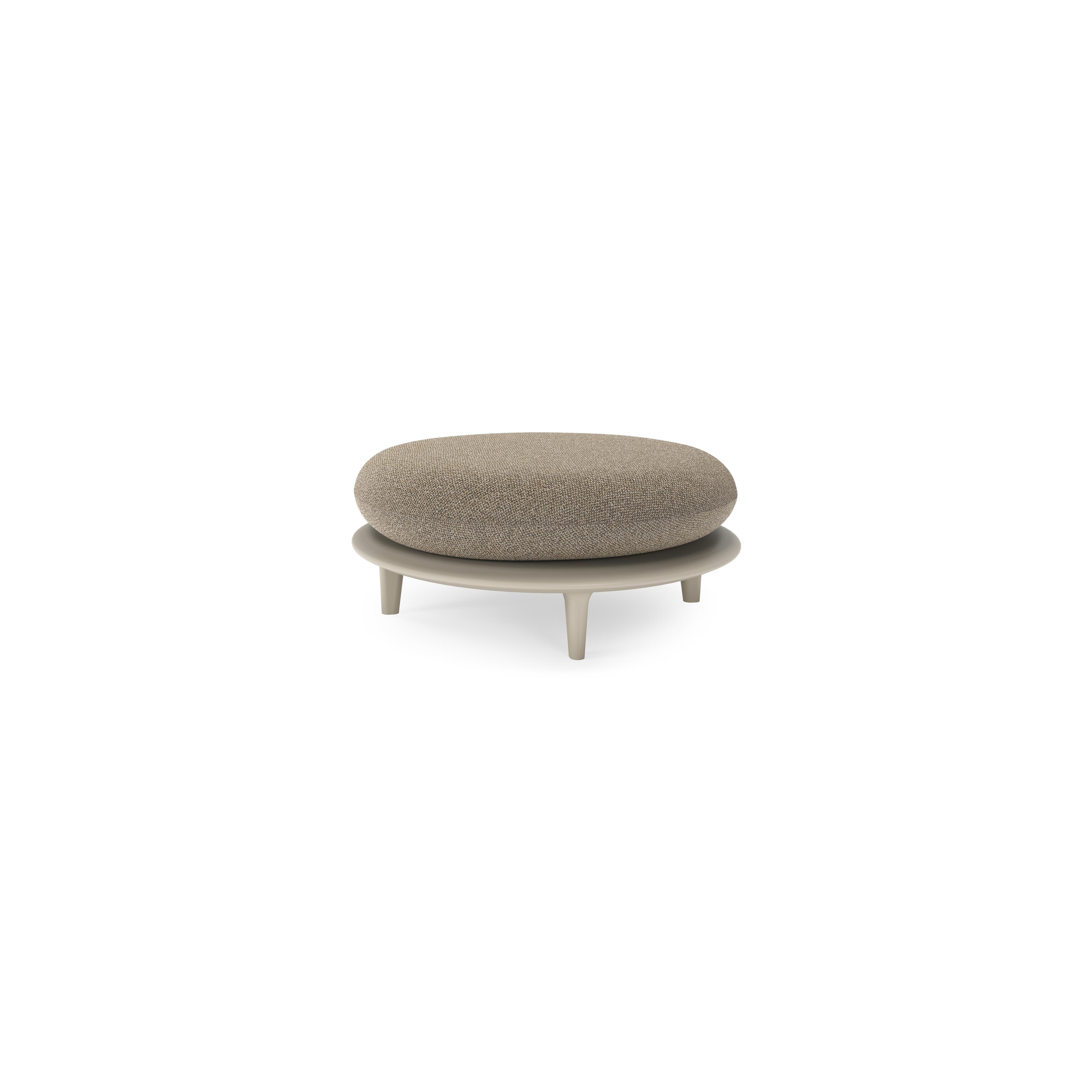 Bomero poef in beige aluminium met madagascar burch all weather cosytica kussen