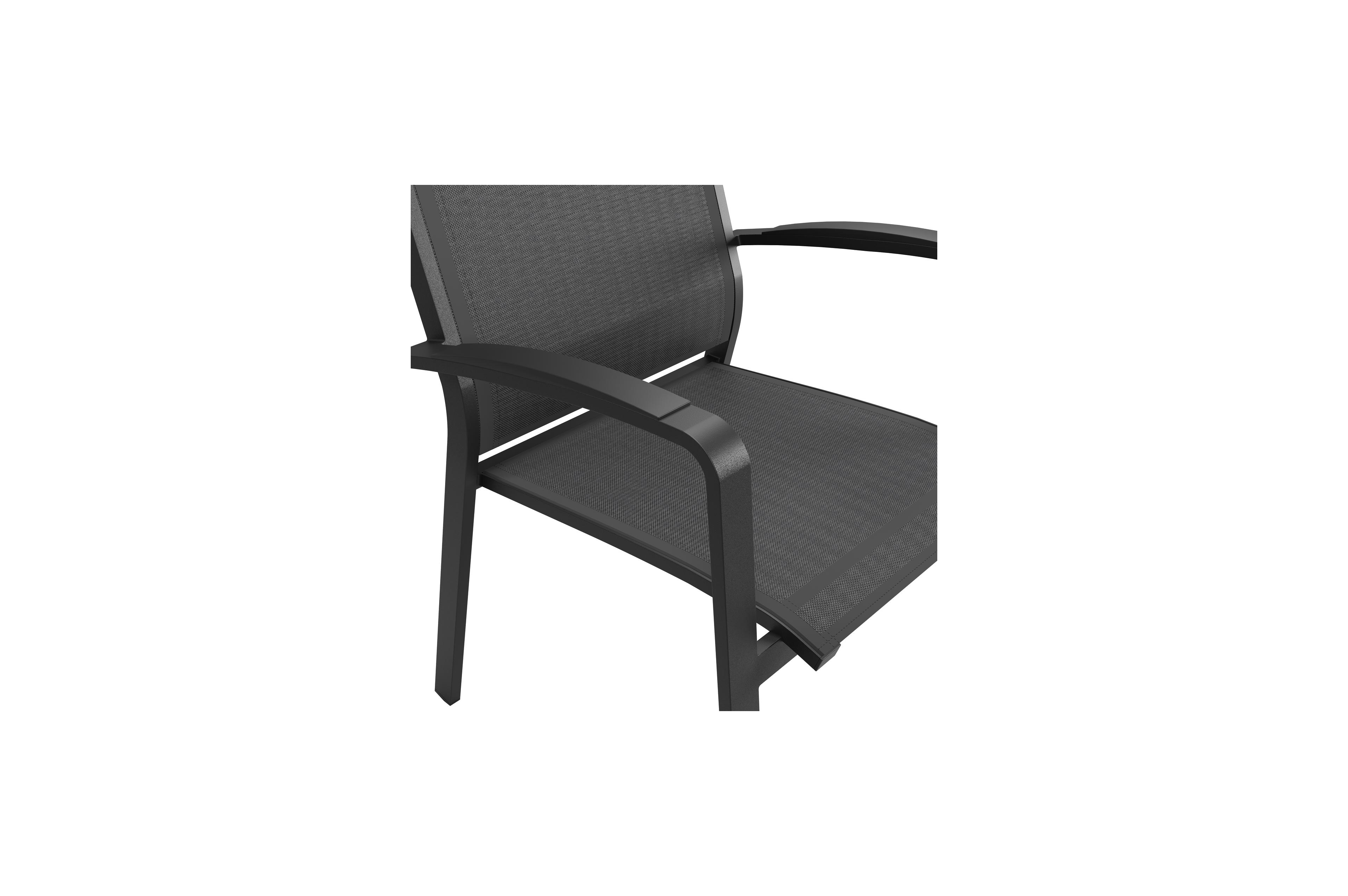 Chaise de jardin empilable Lioni in aluminium noir et textilène noir