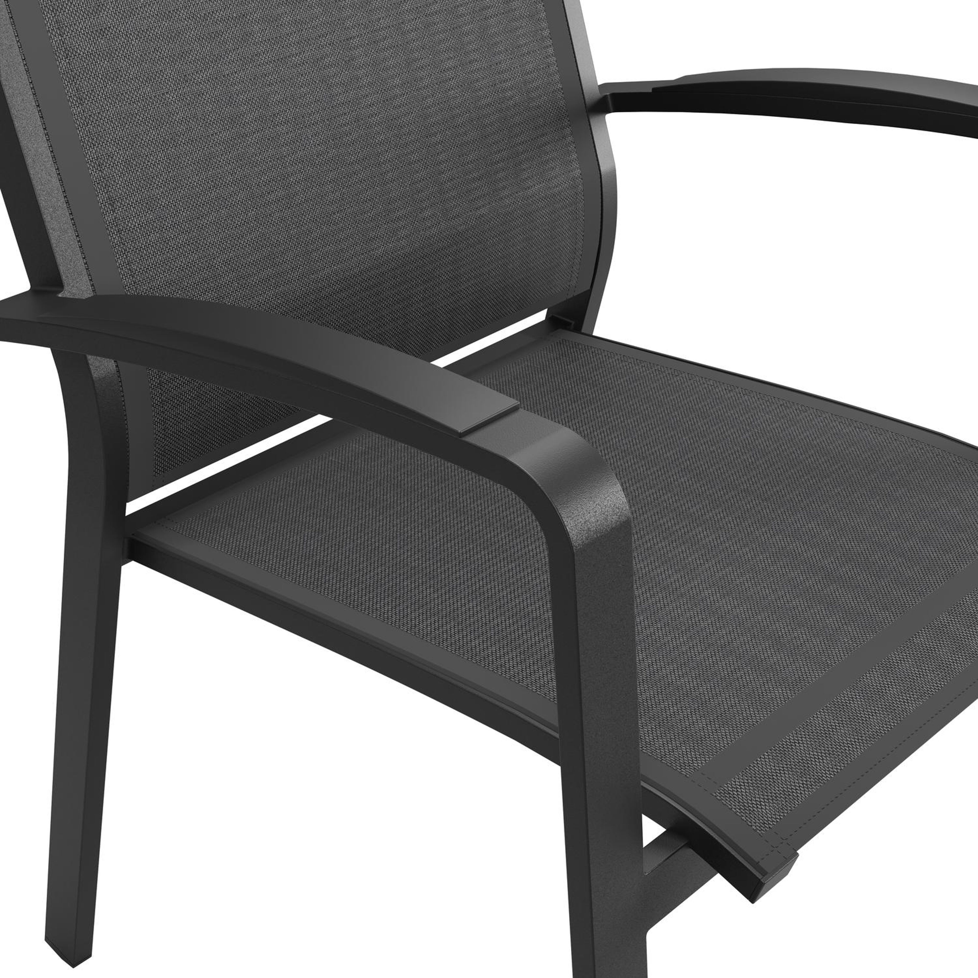 Lioni stapelbare tuinstoel in zwart aluminium en zwart textilene