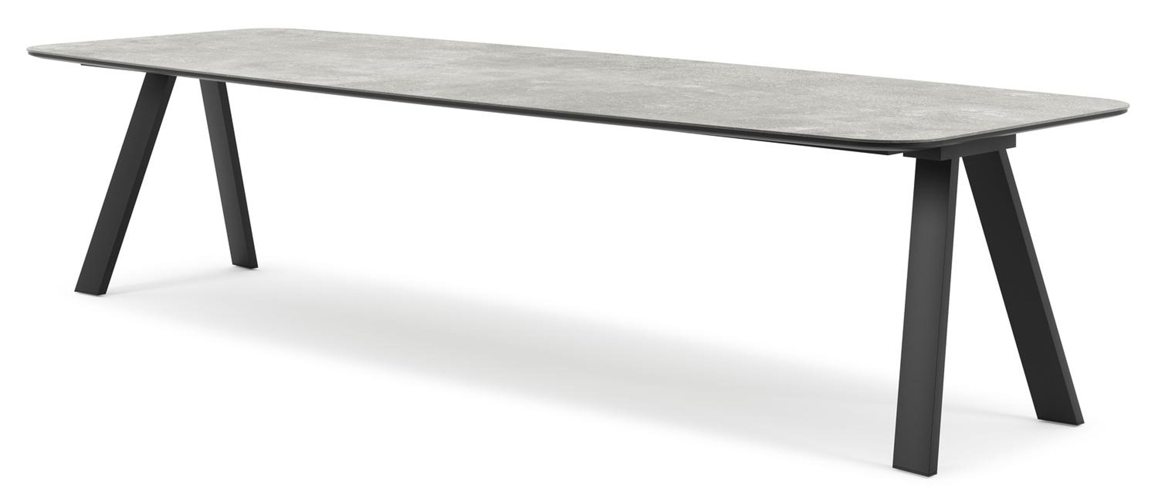 Cesano tuintafel bootvorm in zwart aluminium en volkeramiek New York - L 315 x B 115 x H 73 cm